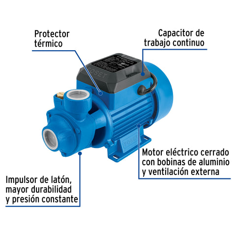 Bomba periférica 1/2HP, altura máx 30m, uso agrícola, FOSET | BOAP-1/2F2 | 46237