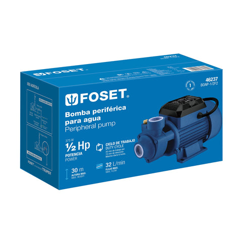 Bomba periférica 1/2HP, altura máx 30m, uso agrícola, FOSET | BOAP-1/2F2 | 46237