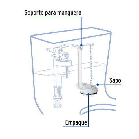 Válvula de descarga 3' para WC de 1 pza, cadena inox, FOSET | VW-011 | 46287