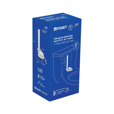 Válvula de descarga 3' para WC de 1 pza, cadena inox, FOSET | VW-011 | 46287