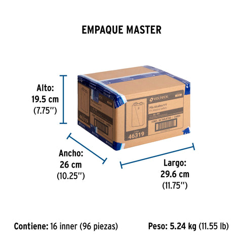 Blíster con 1 pila alcalina 9V, VOLTECK | AL-9V | 46319