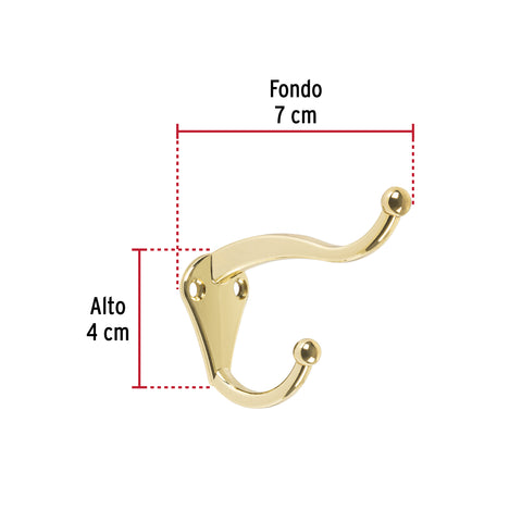 Gancho tipo perchero sombrero y abrigo, 4cm, antiguo, HERMEX | PEPU-31 | 46358
