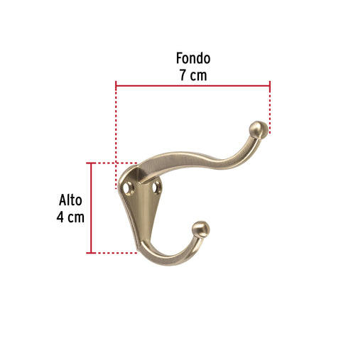 Gancho tipo perchero sombrero y abrigo, 4cm, niquel, HERMEX | PEPU-34 | 46367
