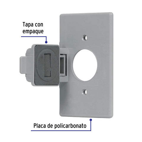 Placa contacto redondo, policarbonato,p/intemperie, Standard | PPIN-SES | 46411