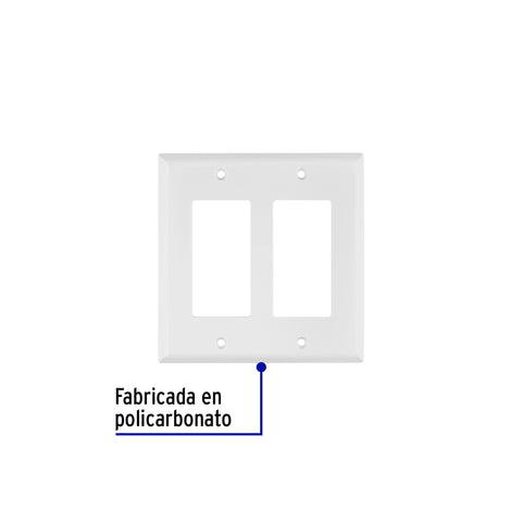 Placa 2 ventanas, de policarbonato, línea Classic, Volteck | PPDO-CL | 46419
