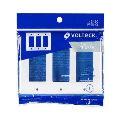 Placa 3 ventanas, de policarbonato, línea Classic, Volteck | PPTR-CL | 46420