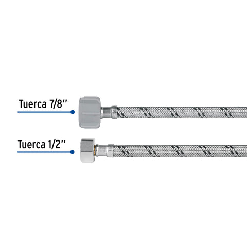 Manguera p/WC, acero inox, 1/2'x7/8', 50 cm, plástico/latón | FWC-P50X | 46422