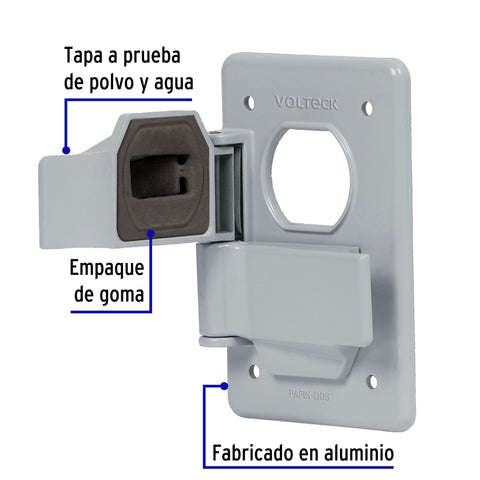 Placa tipo FS, con cubierta, doble, sobreponer, Volteck | PAFIN-DOS | 46433