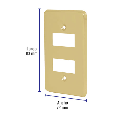Placa 2 módulos, de aluminio, línea Económica, Volteck | PADO-E | 46436
