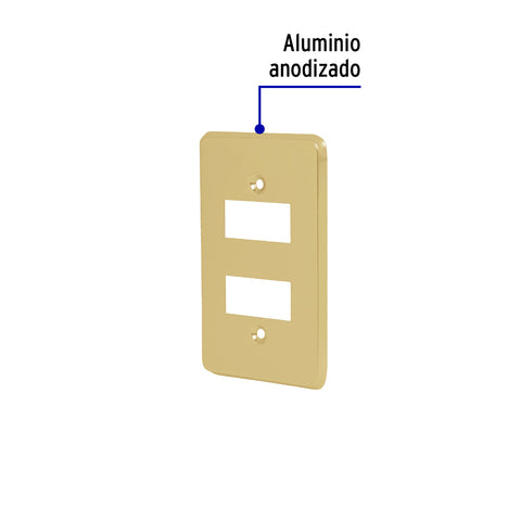 Placa 2 módulos, de aluminio, línea Económica, Volteck | PADO-E | 46436