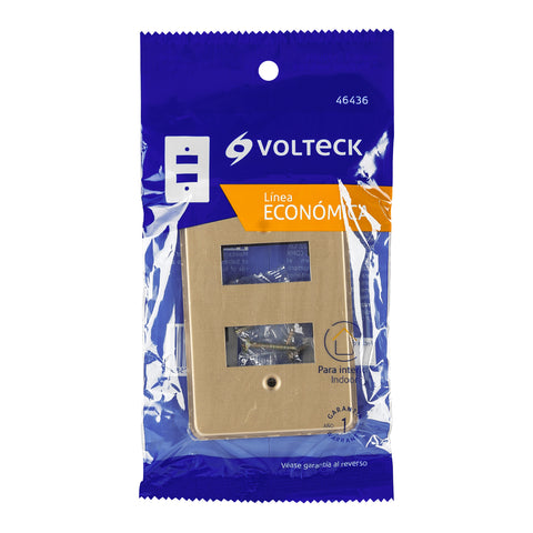 Placa 2 módulos, de aluminio, línea Económica, Volteck | PADO-E | 46436
