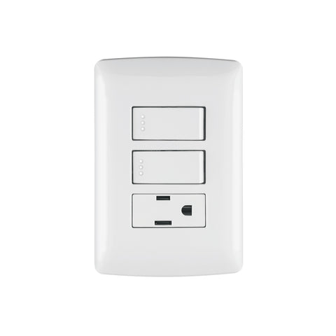 Placa armada contacto 2 interruptores,blanco, línea Italiana | PA-APCO-I2B | 46456