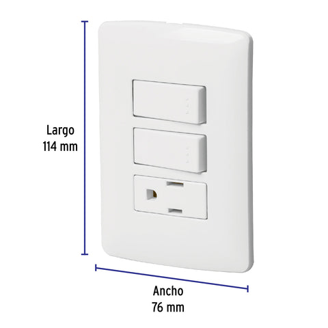 Placa armada contacto 2 interruptores,blanco, línea Italiana | PA-APCO-I2B | 46456