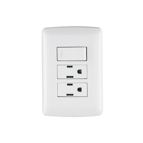 Placa armada 2 contactos e interruptor,blanco,línea Italiana | PA-APCO-I3B | 46457