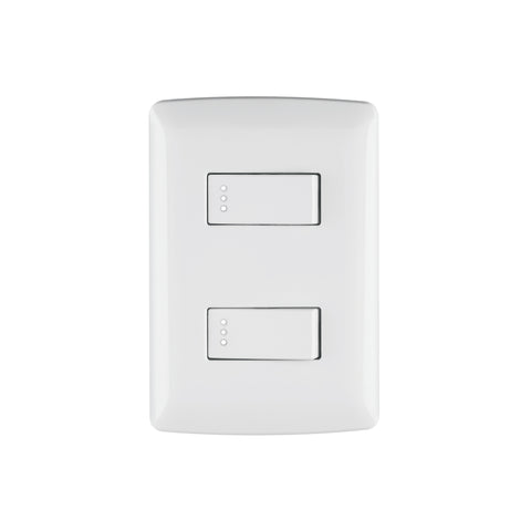 Placa armada, 2interruptores sencillos,blanco,línea Italiana | PA-APDO-IB | 46461