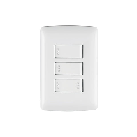 Placa armada 2 interruptores 1escalera blanco,línea Italiana | PA-APTR-EIB | 46464