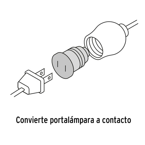 Adaptador de portalámpara a contacto, Volteck | POCO-12 | 46490