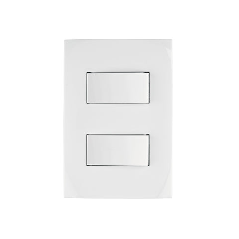 Placa armada 2 interruptores sencillos, línea Oslo, blanco | PA-APDO-OB | 46494