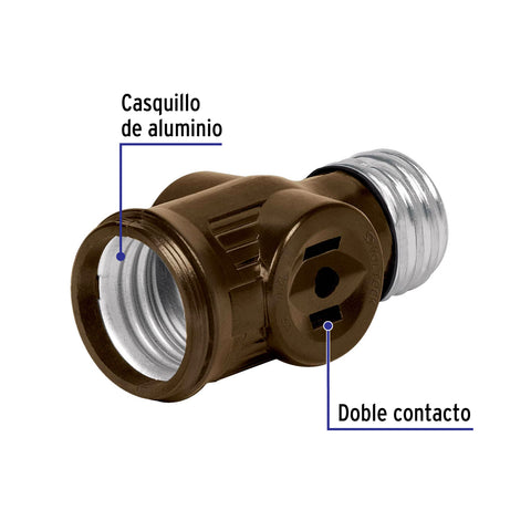 Portalámpara de baquelita, doble contacto, Volteck | POBA-12 | 46511