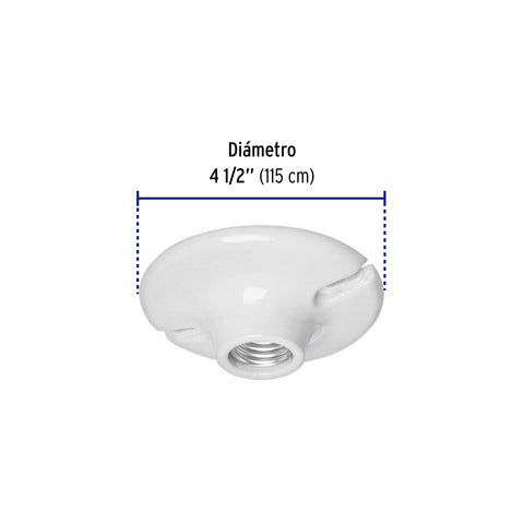 Portalámpara de porcelana, 4-1/2', redonda, Volteck | POPO-18 | 46524