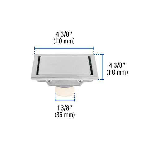 Resumidero reversible de 4', anti olores, acero inox, AQUA | RS-703 | 46543