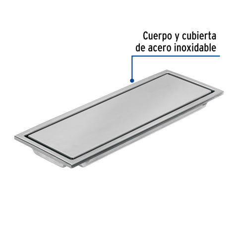 Resumidero rectangular 30x11cm reversible, inox, FOSET AQUA | RS-704 | 46544