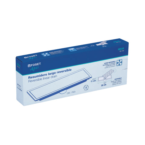 Resumidero rectangular 30x11cm reversible, inox, FOSET AQUA | RS-704 | 46544