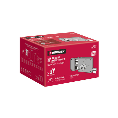 Cerradura sobreponer izq instalafácil, llave puntos, caja | CS-75IQ | 46559