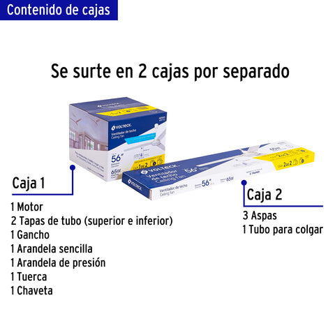 Ventilador de techo para interior, 56', blanco, VOLTECK | VENT-56 | 46560
