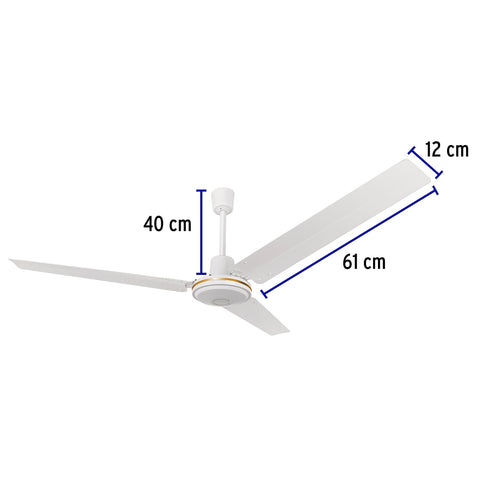 Ventilador de techo para interior, 56', blanco, VOLTECK | VENT-56 | 46560