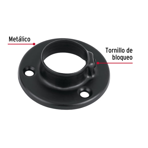 Brida negra para tubo redondo de closet, HERMEX | BTR-3N | 46582
