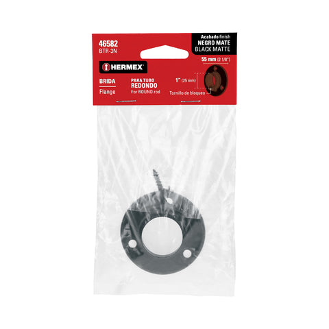 Brida negra para tubo redondo de closet, HERMEX | BTR-3N | 46582