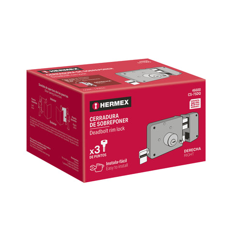 Cerradura sobreponer der instalafácil,llave puntos, caja | CS-75DQ | 46600