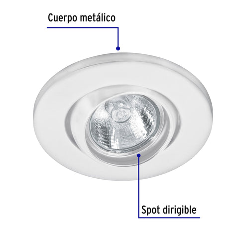 Luminario redondo blanco spot esférico, lámpara no incluida | EMP-106S | 46623