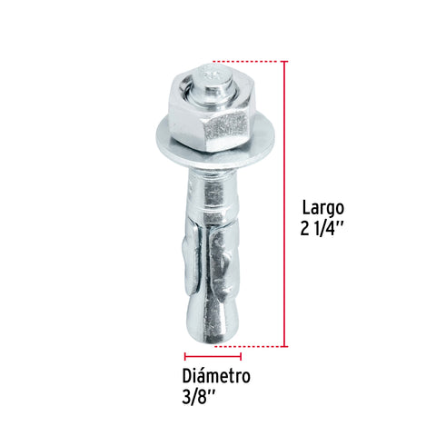 Caja con 50 taquetes arpón de 3/8' x 2-1/4', FIERO | TAE-3/8A1G | 46639