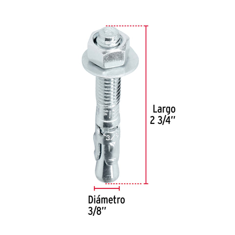Caja con 50 taquetes arpón de 3/8' x 2-3/4', FIERO | TAE-3/8A2G | 46640