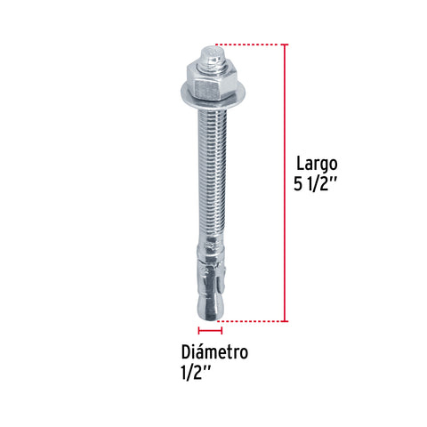 Caja con 25 taquetes arpón de 1/2' x 5-1/2', FIERO | TAE-1/2A5G | 46649