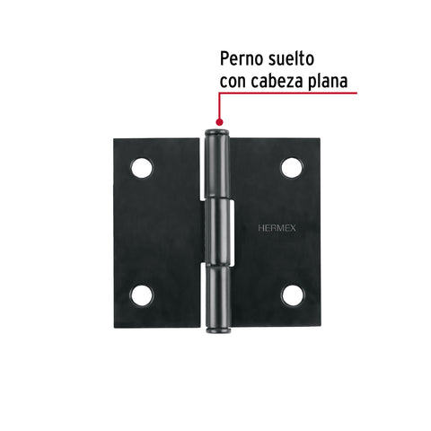 Bisagra cuadrada 2', negro mate, cabeza plana, HERMEX | BC-206P | 46706