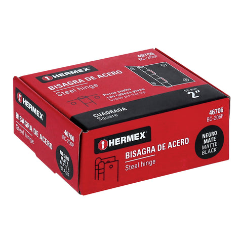 Bisagra cuadrada 2', negro mate, cabeza plana, HERMEX | BC-206P | 46706