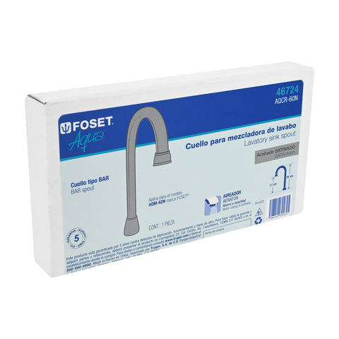 Cuello tipo bar para mezcladora de lavabo, satín, AQUA | AQCR-60N | 46724