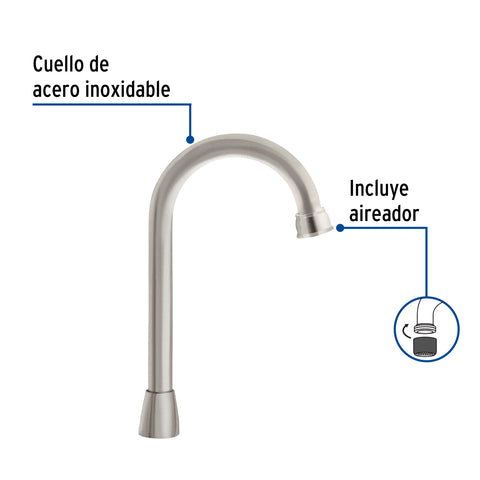 Cuello tipo bar para mezcladora de lavabo, satín, AQUA | AQCR-60N | 46724