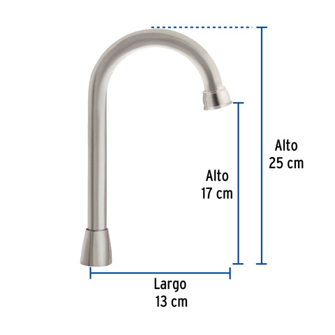 Cuello tipo bar para mezcladora de lavabo, satín, AQUA | AQCR-60N | 46724
