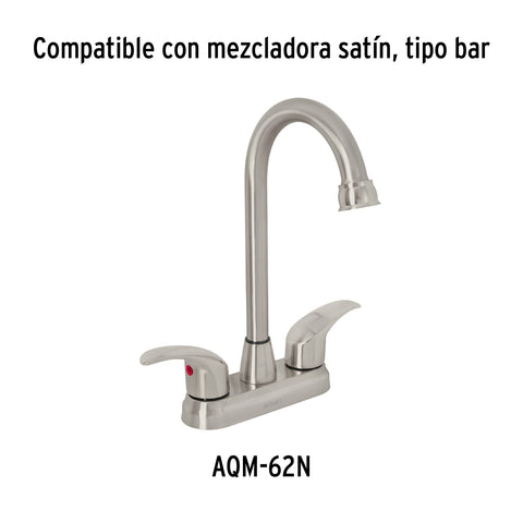 Cuello tipo bar para mezcladora de lavabo, satín, AQUA | AQCR-60N | 46724
