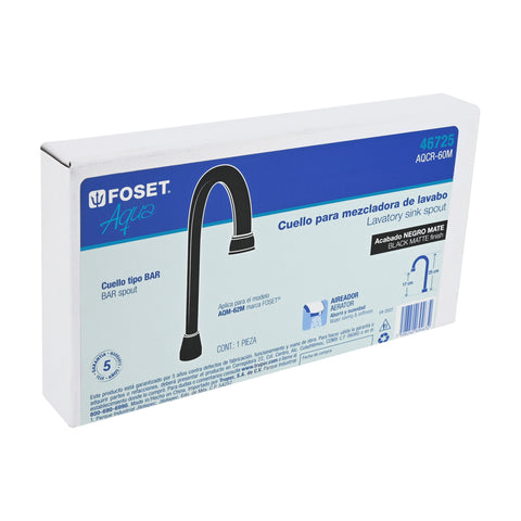 Cuello tipo bar para mezcladora de lavabo, negro mate, AQUA | AQCR-60M | 46725