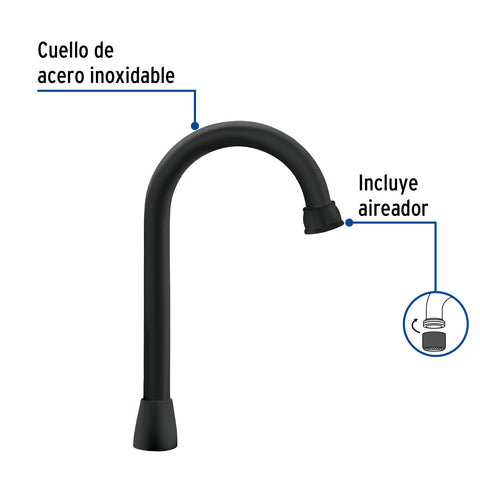 Cuello tipo bar para mezcladora de lavabo, negro mate, AQUA | AQCR-60M | 46725