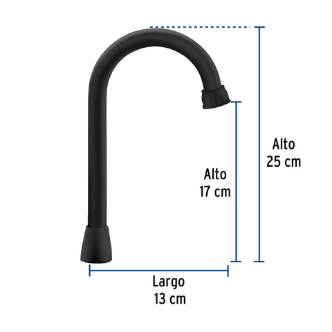 Cuello tipo bar para mezcladora de lavabo, negro mate, AQUA | AQCR-60M | 46725