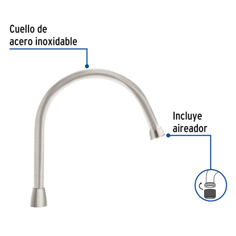 Cuello largo para mezcladora de fregadero, satín, AQUA | AQCR-80N | 46726