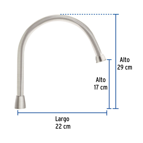 Cuello largo para mezcladora de fregadero, satín, AQUA | AQCR-80N | 46726
