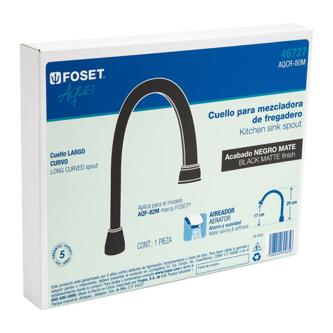 Cuello largo para mezcladora de fregadero, negro mate, AQUA | AQCR-80M | 46727
