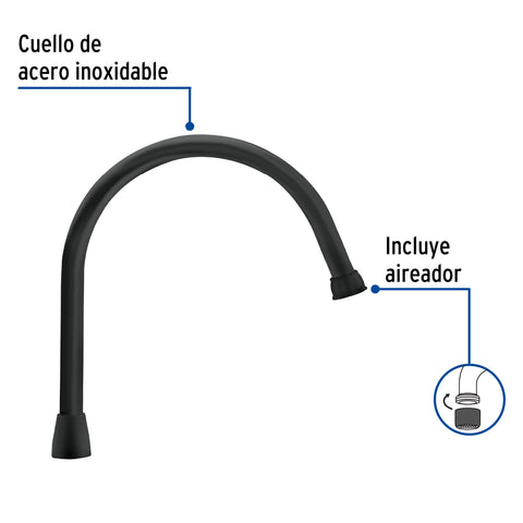 Cuello largo para mezcladora de fregadero, negro mate, AQUA | AQCR-80M | 46727
